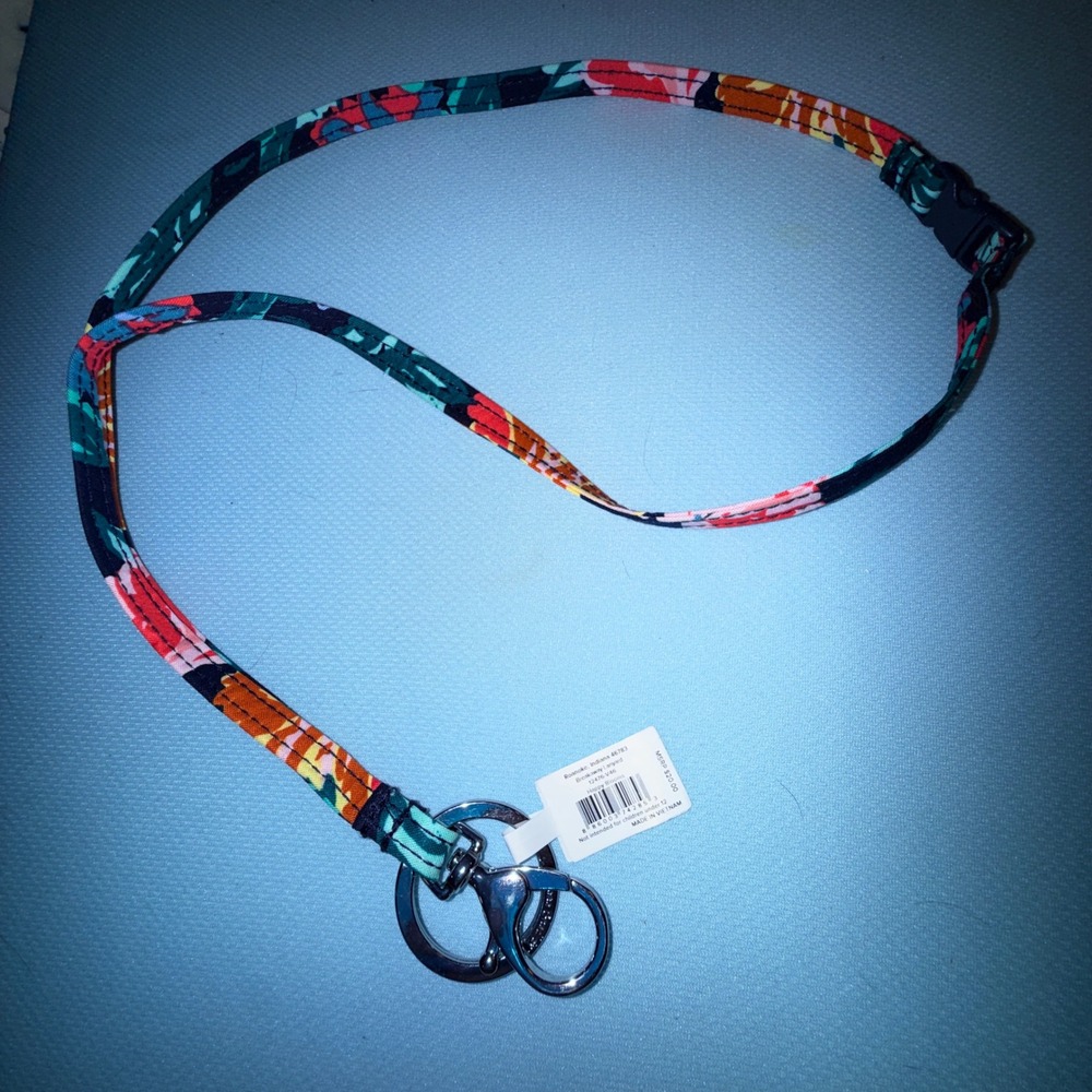 Vera Bradley Breakaway Lanyard NEW Happy Blooms Floral Teal